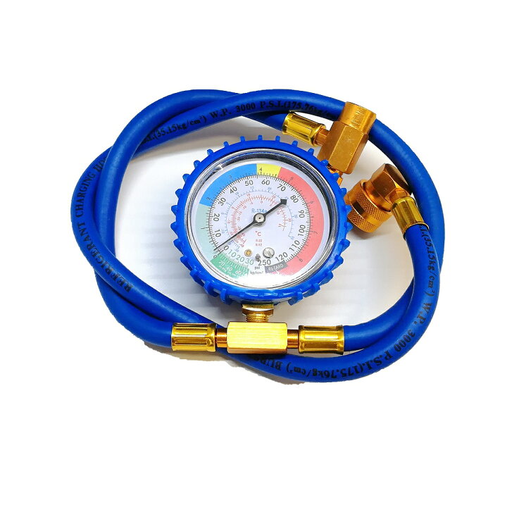 楽天市場 P5倍 R134a用 エアコン ガス チャージ ホース メーター付き 950mm 95 エアコンガス補充 カーエアコン ガス ロング リテマス
