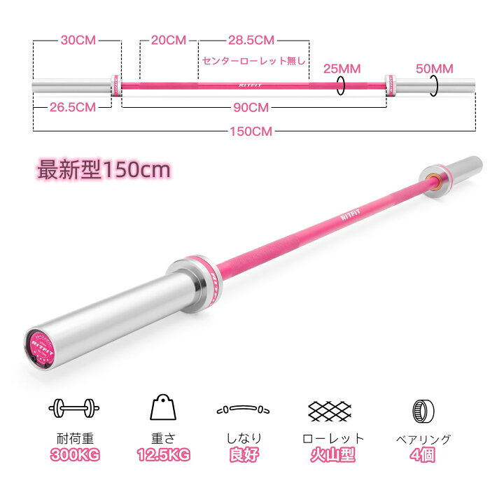 楽天市場】RITFIT オリンピックバーベルシャフト カラフル 200cm 120cm 