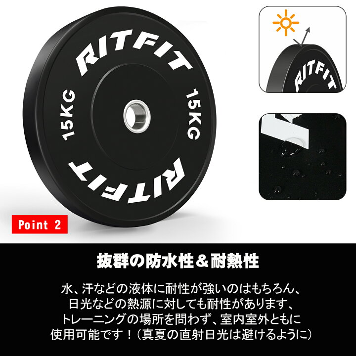 楽天市場】RITFIT バーベルプレート 15kg ダンベルプレート ラバー 