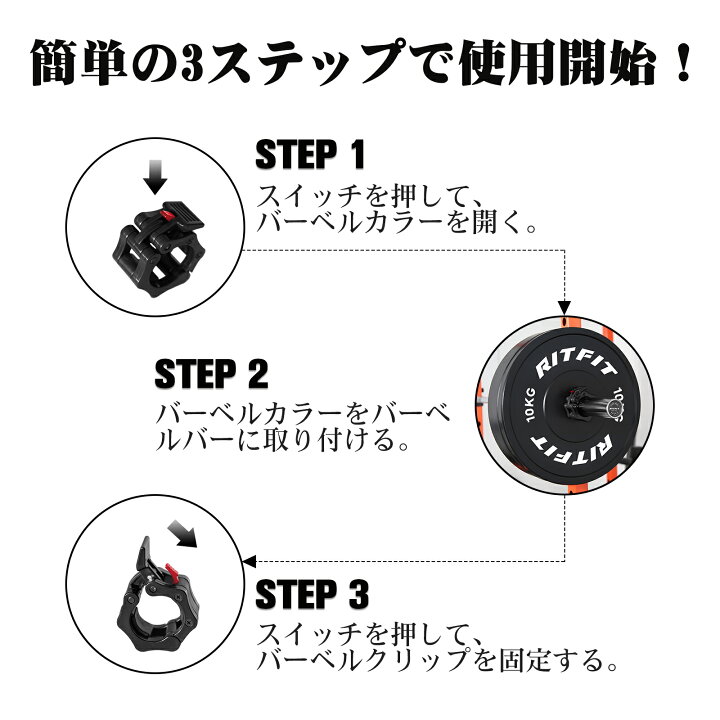 楽天市場】RITFIT バーベルカラー 高品質プラスチック製 バーベル 