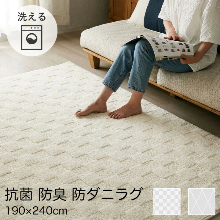 楽天市場】ラグ 3畳 190×240 洗える オールシーズン [ 防ダニ 