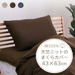 天竺ニット 枕カバー 43×63cm 綿100% ファスナー式 [ まくらカバー コットン ファスナー 無地 綿 マクラカバー ピローケース 春夏 オールシーズン コットン100% 年中 ブラウン ベージュ ネイビー