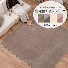 洗えるラグ オシャレ ラグ 洗える 2畳 185×185 [ ラグマット 2畳用 おしゃれ ふわふわ カーペット ラグカーペット 可愛い 床暖房 オールシーズン 床暖房対応 滑り止め付き 冬用ラグ2畳 薄手 正方形 洗濯機で洗える 一年中使える ホットカーペット対応 冬用ラグ ]