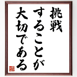 名言「挑戦することが大切である」手書き書道色紙額/受注後の毛筆直筆(挑戦 リスクテイク 成長 新しい経験 自己改善 勇気 挑戦の重要性 限界を超える 冒険心 成功への道 名言 格言 座右