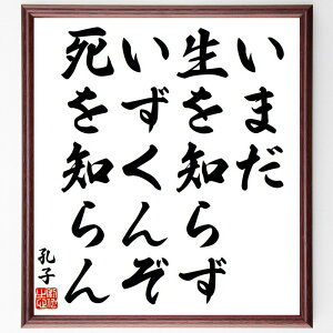 孔子の名言「いまだ生を知らず、いずくんぞ死を知らん」手書き書道色紙額/受注後の毛筆直筆(孔子 名言 哲学 生と死 中国思想 倫理 教育 人生観 古典文学 知恵 孔子 名言 格言 座右の銘