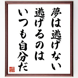 名言「夢は逃げない、逃げるのはいつも自分だ」手書き書道色紙額／受注後の毛筆直筆（夢追い 自己実現 名言 モチベーション 挑戦 自己責任 成功の秘訣 ポジティブ思考 人生の目標 行動力 名言 格言 座右の銘 プレゼント 贈り物 お祝い 偉人～