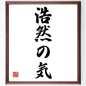 名言「浩然の気」手書き書道色紙額/受注後の毛筆直筆(浩然の気 気概 精神力 自信 名言 中国の哲学 道徳 心の強さ 自己啓発 名言 格言 座右の銘 プレゼント 贈り物 お祝い 偉人 グッズ 心