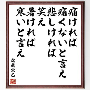 虎哉宗乙の名言「痛ければ痛くないと言え悲しければ笑え暑ければ寒いと言え」手書き書道色紙額/受注後の毛筆直筆(虎哉宗乙 感情表現 人間関係 日本の思想 心理学 自己理解 表現の自由