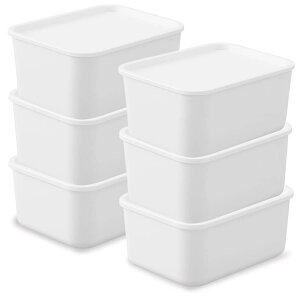 アイリスオーヤマ 収納ボックス ふた付き 6個セット 幅29×奥行22×高さ13cm 収納ケース ふた付き積み重ねBOX ホワイト 収納 衣類 おもちゃ コスメ 調味料 FTB29