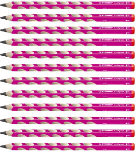 STABILO スタビロ かきかた学習鉛筆 イージーグラフ HB ピンク 右手用 三角 持ち方 矯正 名前入り 子供 幼児 男の子 女の子 12本 B322-01-HB