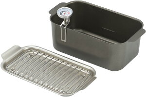 タマハシ(Tamahashi) 角形 揚げ鍋 24×18cm IH ガス火対応 温度計付き 油切りバットになる蓋付き 天ぷら鍋 コンパクト 食彩亭 TP-16