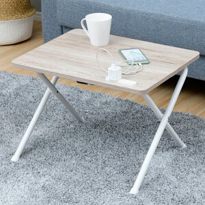 山善(YAMAZEN) テーブル ローテーブル (ミニ/折りたたみ/コンセント付き) 完成品 幅50×奥行44×高さ36cm 一人暮らし アンティークアイボリー/ホワイト EYST-5040L(AIV/WH2)