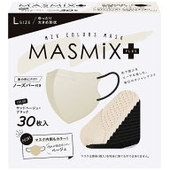 川本産業 MASMiXプラス ツートーンカラーマスク 立体タイプ 30枚入 サンドベージュ×ブラック