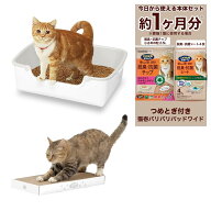 ニャンとも清潔トイレ 猫壱 猫 トイレ 本体 つめとぎ セット 約1か月分 猫砂・シート付 らくっとシンプル…