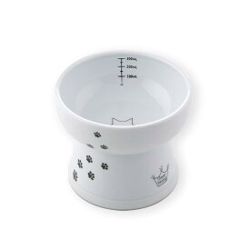 猫壱 ハッピーダイニング 猫用 脚付ウォーターボウル ハイタイプ 猫柄 電子レンジ 食器洗浄機対応