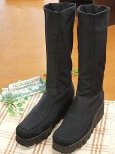 【在庫分で終了】【Put's プッツ】 厚底ストレッチミドルブーツ 1023 ブラック【キャタピラーソールブーツ ミドル丈 ミドルブーツ シンプル】