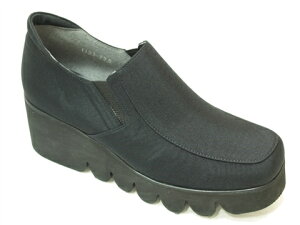 【在庫分で終了】【Put's プッツ】  厚底シューズ11930 ブラック【生地タイプ 3Eワイズ サイドゴア スリッポン 厚底スリッポン 】