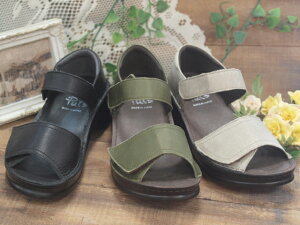 【Put's プッツ】カウンター付き厚底ベルトサンダル 4120 【ブラック・オリーブ・Lグレー】