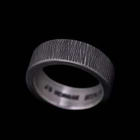 ナバホ族 Jacob D. Morgan 1/4" 11ga テクスチャー バンド リング 11号
