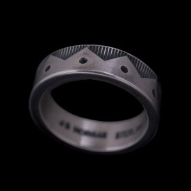 ナバホ族 Jacob D. Morgan 1/4" 11ga クラウン ハンドスタンプ バンド リング 19号