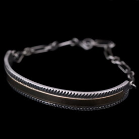 ナバホ族 Bruce Morgan 3/8" 14Kゴールド チゼル ID ブレスレット