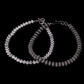 【光沢/燻し】ソロバン シルバービーズ ハンドメイド ブレスレット "M"