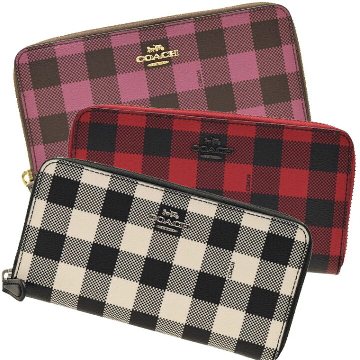 楽天市場】コーチ 財布 COACH ラウンドファスナー長財布 ギンガム  