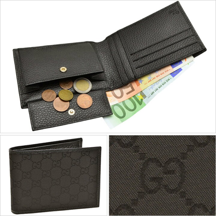 楽天市場】グッチ 財布 GUCCI 二つ折り財布 メンズ ブラック GG 