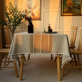 テーブルクロス 長方形 おしゃれ 北欧 かわいい テーブルクロス 綿麻 シンプル 可愛い テーブルカバー コットン リネン ブラウン 140*220cm