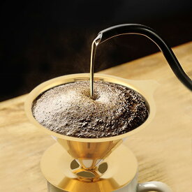 【送料無料】ステンレス鋼チタン カップホルダーとハンドル付き コーヒーフィルター コーヒーフィルター 304二層チタンメッキ