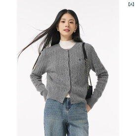 レディース ニット セーター 2024年の新作、編みセーター、丸 c ネック、ブレザー、アウター、紅花モチーフのレトロ感があるトップス。