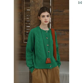 レディース ニット セーター 2024年の新作、MELLIIYのレトロな丸 c カット全羊毛ニットカーディガンは、女性の冬のカジュアルファッションに若返りを与えるツイードのセーターです。