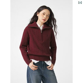 2024年の新作女性用ワインレッドの編みセーターは、暖かい風を受け止めながら新しい季節に備えるのに最適です。