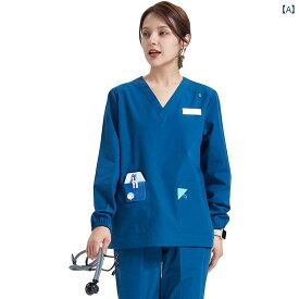 作業服　美容　医療 南欧の 魚の 手洗い 服 レディース 長袖の 手術 室の 作業着 歯科 口腔 クリニックの 制服 医療 スーツ