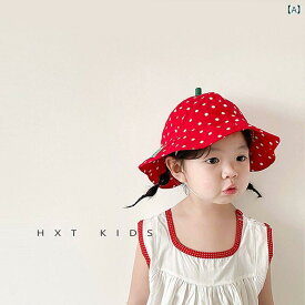 バケットハット ベビー 子供用 夏 赤 イチゴ柄 かわいい 日焼け防止 UVカット 軽量 通気性 アウトドア 外出 旅行 ピクニック