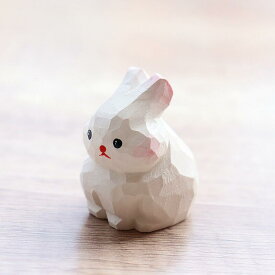 置物 兎 木製 手彫り 干支 生肖 うさぎ かわいい ミニチュア フィギュア インテリア 小物 デコレーション 飾り 木 細工 動物 モチーフ ギフト プレゼント