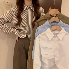 長袖 シャツ レディース 短丈 デザイン 別注 上品 高級感 トップス インナー 綿素材 通勤 普段使い 軽量 伸縮性 ブラック ピンク系 アイボリー 春夏