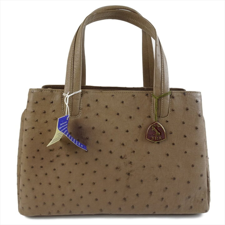 楽天市場】未使用 JRAタグ付き オーストリッチ ハンドバッグ 茶  