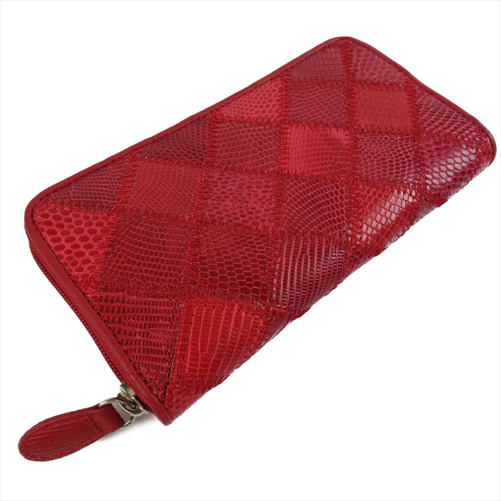 楽天市場】新品 リザード 長財布 財布 ラウンドファスナー レッド 赤  