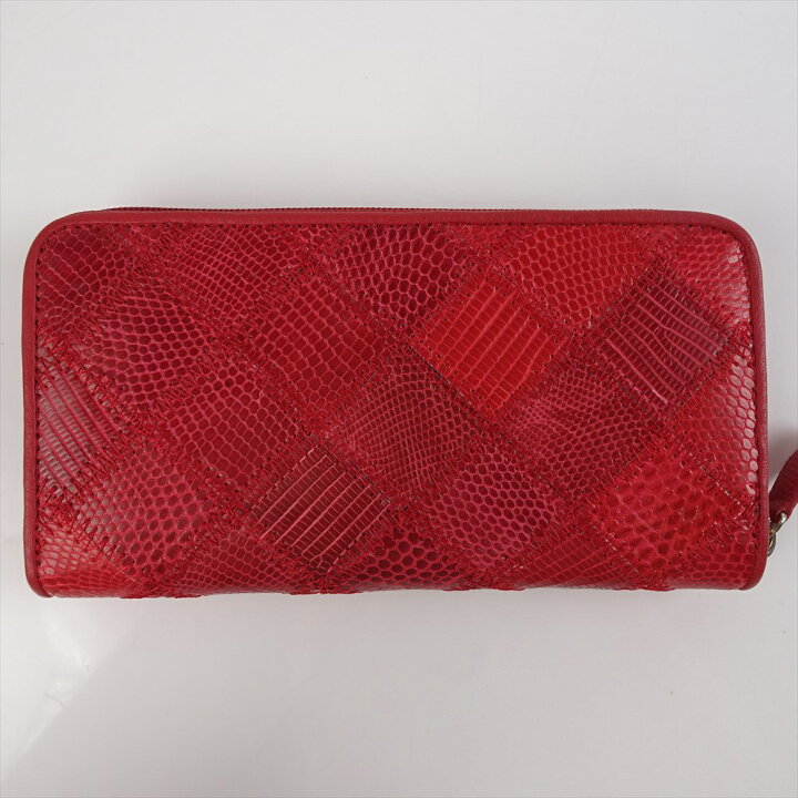 楽天市場】新品 リザード 長財布 財布 ラウンドファスナー レッド 赤  