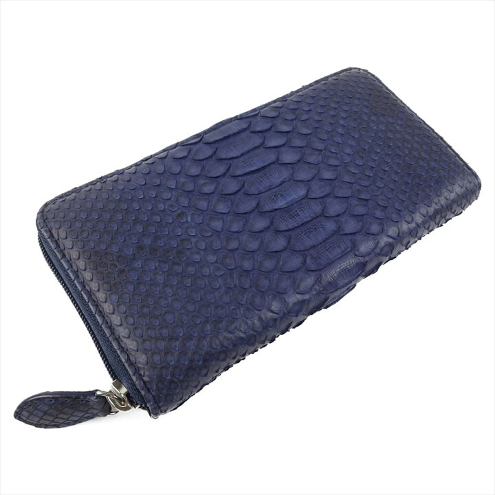 楽天市場】未使用 パイソン 長財布 財布 ラウンドファスナー ブルー  
