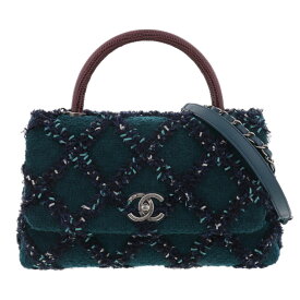 CHANEL シャネル ツイード マトラッセ 2WAY ハンドバッグ A92991 ツイード/レザー グリーン ブルー レディース【中古】