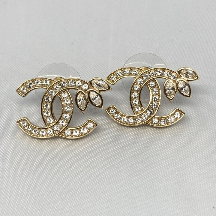 楽天市場】CHANEL シャネル ラインストーン リーフ ココマーク ピアス 