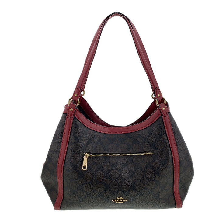 COACH シグネチャー ショルダーバッグ ブラウン レッド 美品 中古 在庫 