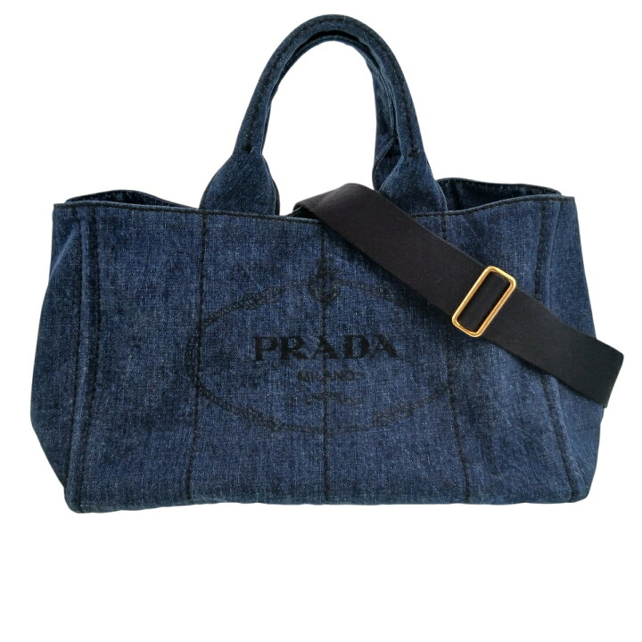 楽天市場】PRADA プラダ 2WAY カナパ M デニム トートバッグ B2642B 