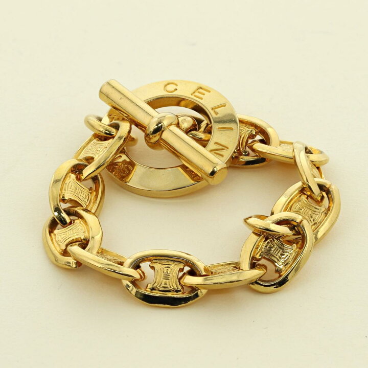 楽天市場】【中古】 CELINE （セリーヌ） Vintage ﾏｶﾀﾞﾑ Gold ﾌﾞﾚｽﾚｯﾄ 