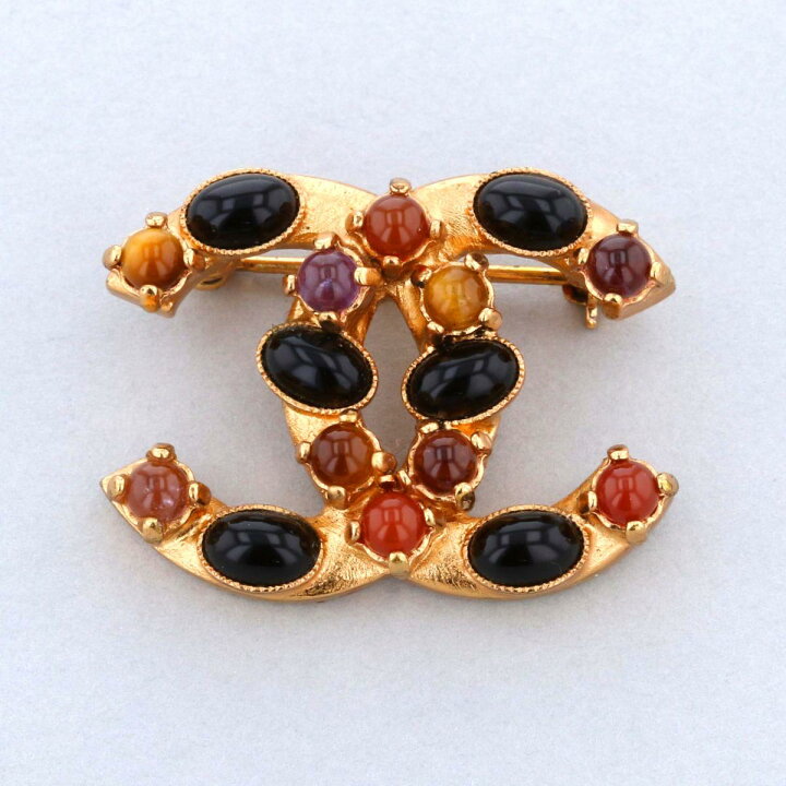 楽天市場】CHANEL シャネル ビンテージ ココマーク グリポア ブローチ 