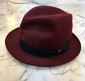 【中古】 Borsalino ボルサリーノ スーペリオーレ ショート アレッサンドリア ハット フェルト ハット 服飾 帽子 Red