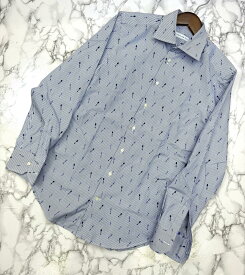 【中古】 ETRO （エトロ） ストライプ×刺繍 シャツ シャツ メンズ衣類 長袖シャツ Blue