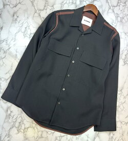 【中古】 JIL SANDER （ジルサンダー） シャツ シャツ メンズ衣類 半袖シャツ Black 21AW ブラック 切り替え オープンシャツ